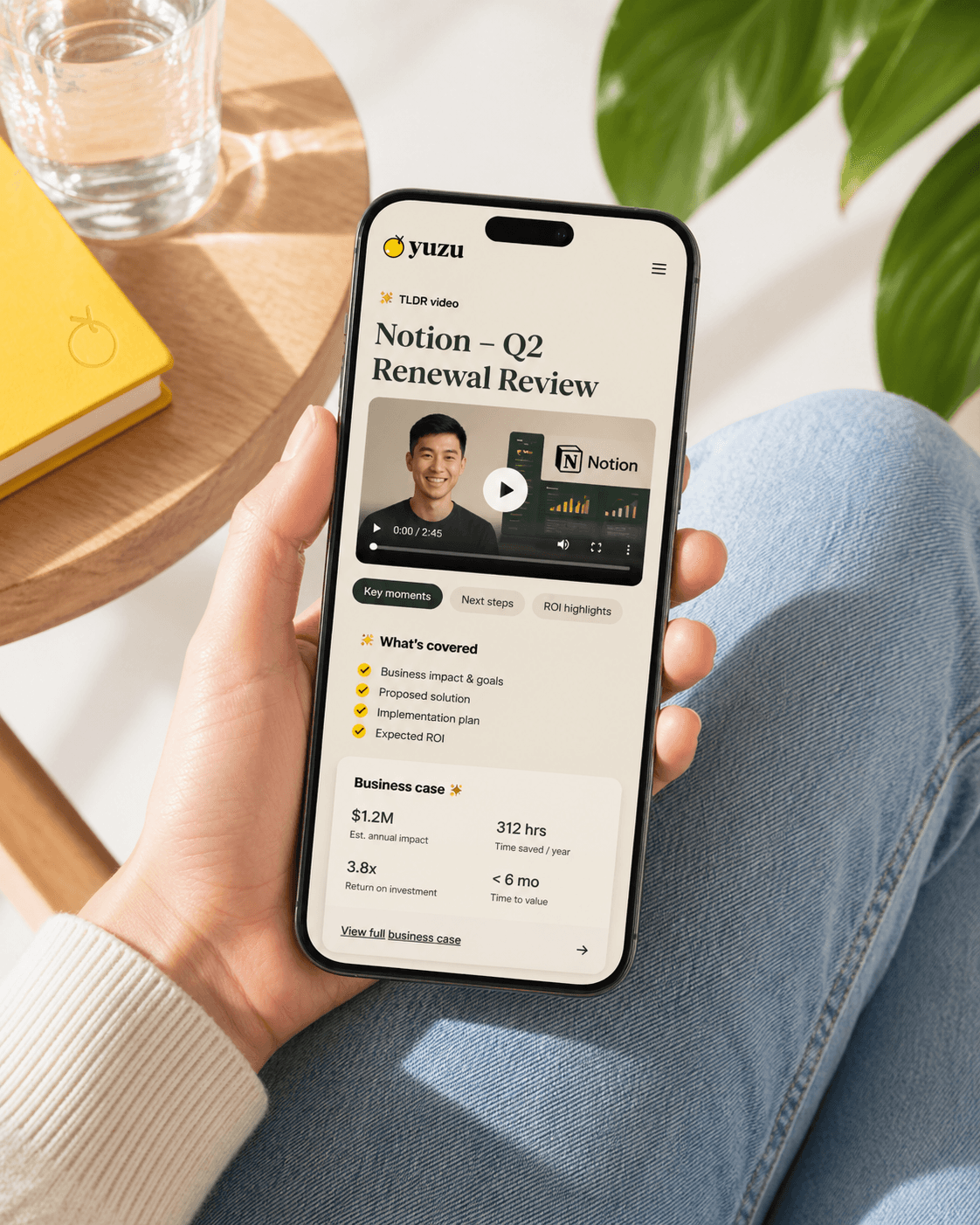 A mobile TLDR recap for a price-sensitive buyer conversation
